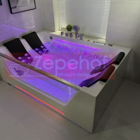 Wanna z hydromasażem C-509 2+2 prostokątna 180cmx120cmx59cm WODOSPAD chromoterapia