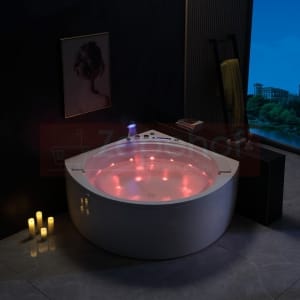 Wanna z hydromasażem EB-8005 narożna 150cmx150cmx64cm Wodospad z podgrzewaczem