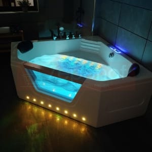 Wanna z hydromasażem LS-6025 narożna 150cmx150cmx59cm chromoterapia podgrzewacz