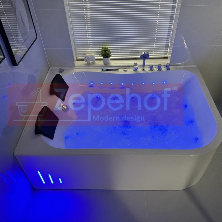 Wanna z hydromasażem LS-7001 PRAWA prostokątna 170cmx120cmx56cm 2-osobowa chromoterapia z podgrzewaczem